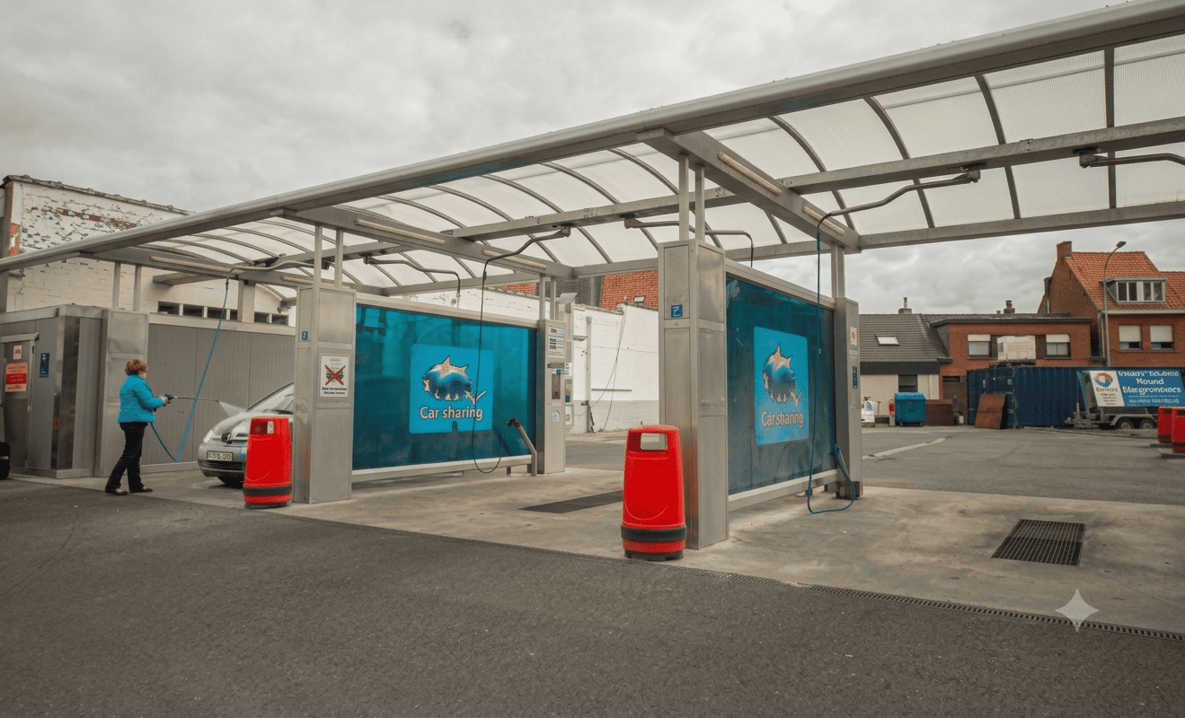 Overdekte self-carwash van Brandstoffen Toon